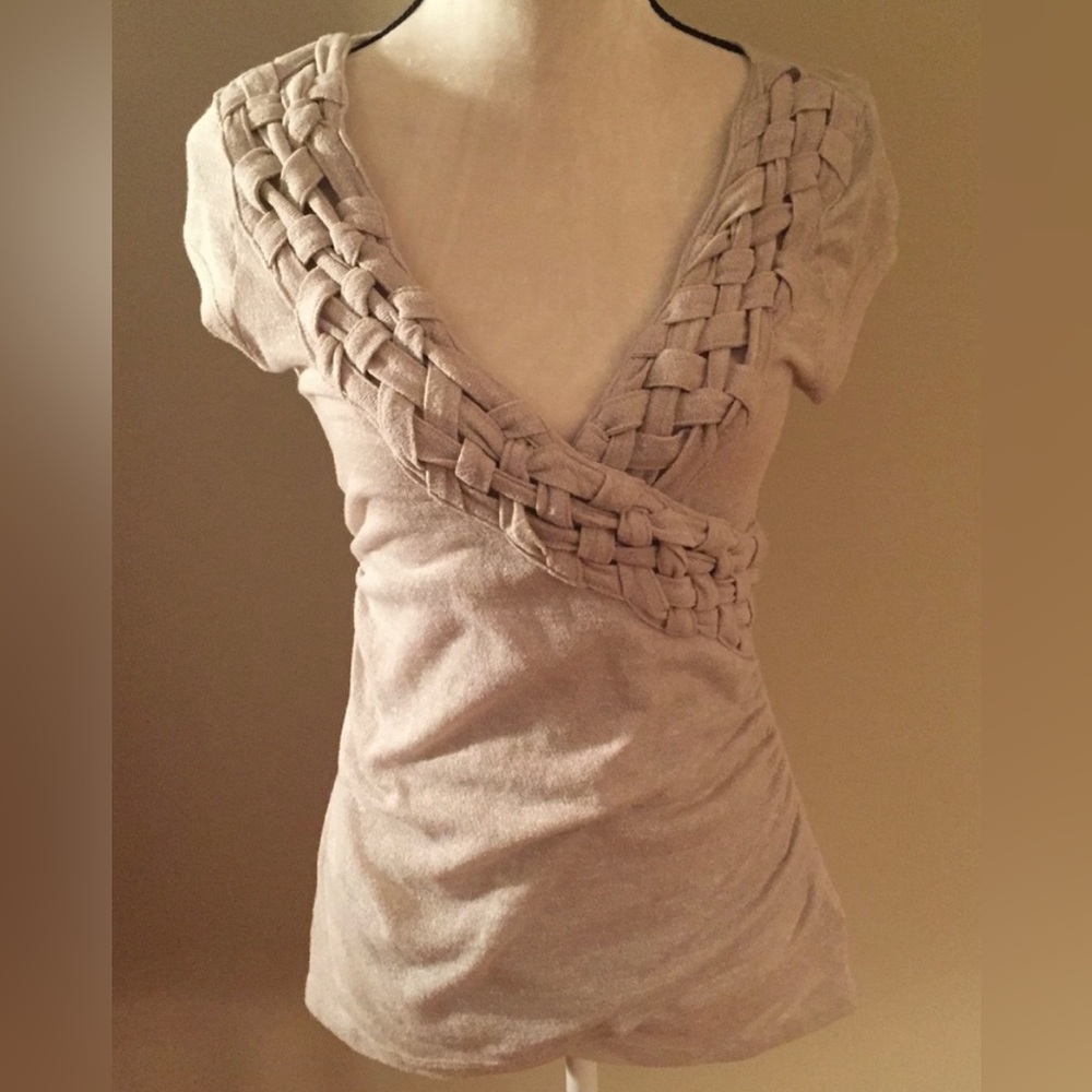 ANTHROPOLOGIE | Semi-Sheer Braided V-Neck Top